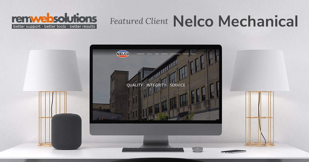 Nelco Mechanical website on a computer monitor